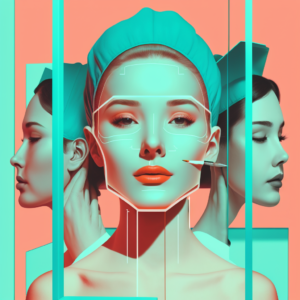 3 female faces cosmetic surgery lines